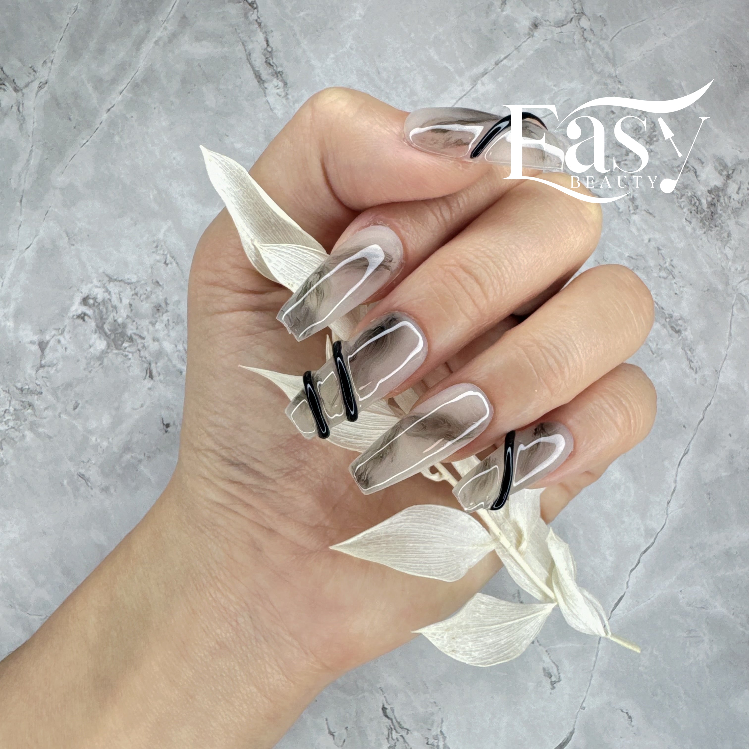 Smokey Translucence Nail Wraps with Bold Line - Classic Series