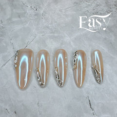 Pearlescent Gleam Nail Wraps with Jewel Accents - Extravagant Series